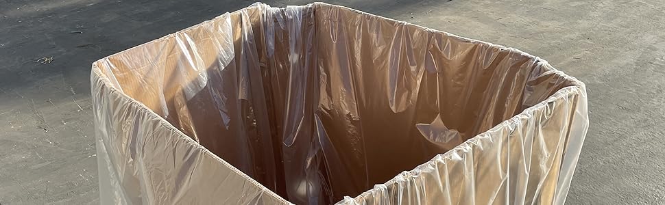 Bin liner inside a cardboard box, showcasing packaging for waste management and storage.